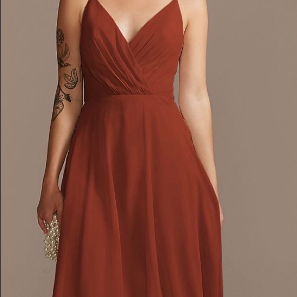 David’s bridal burnt orange/cinnamon bridesmaid dress